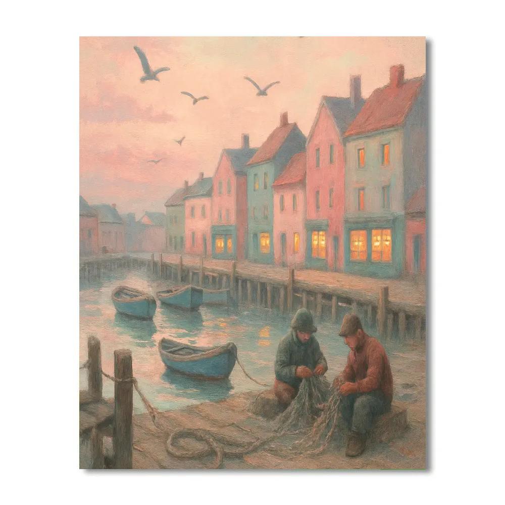 Harbor Dawn Tea Lights Number painting