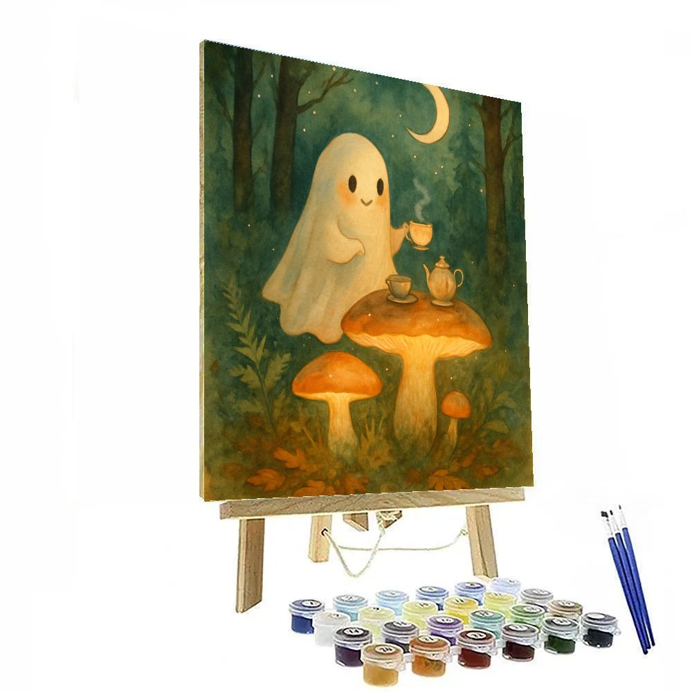 Mushroom Moon Tea Party DIY paint by numbers