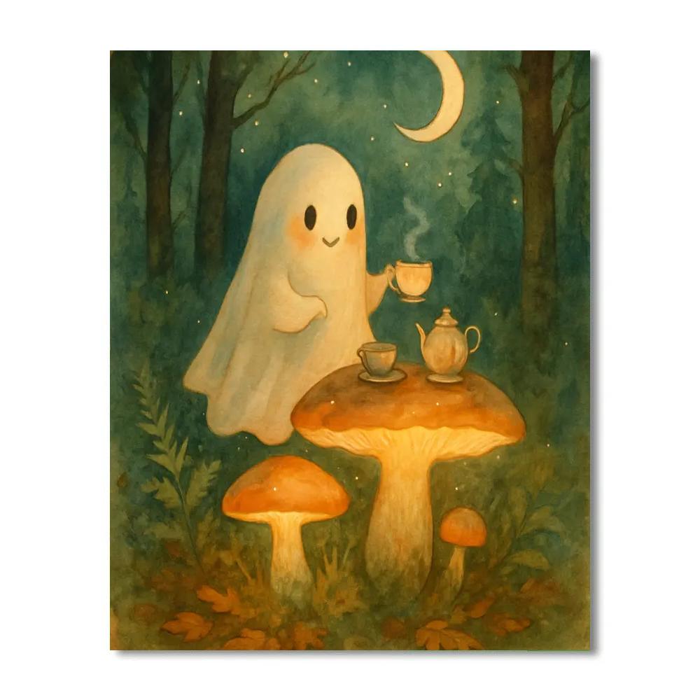 Mushroom Moon Tea Party DIY paint by numbers