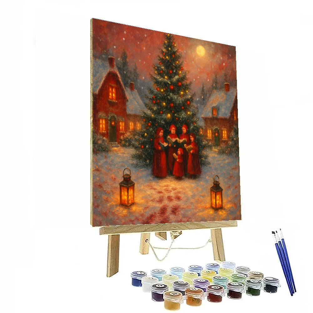 Starlit Village Carolers painting number kit