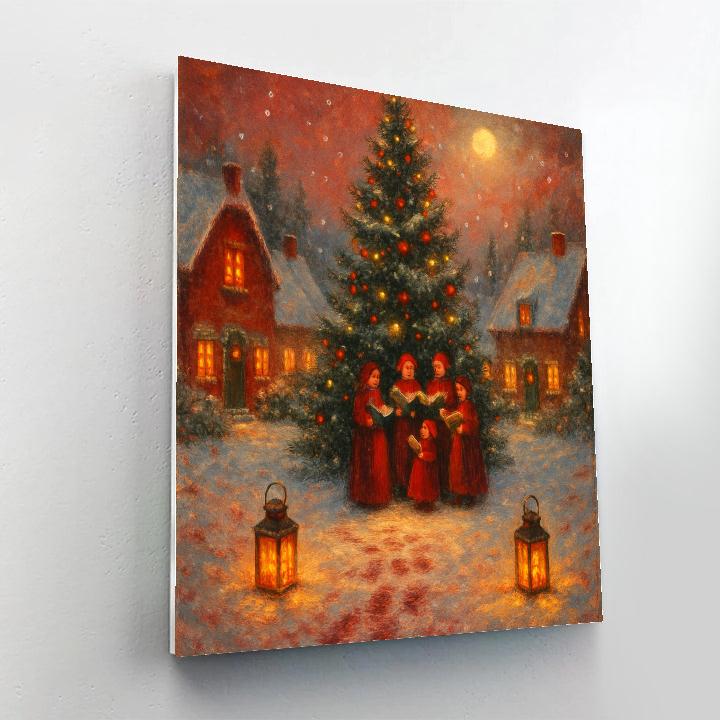 Starlit Village Carolers painting number kit