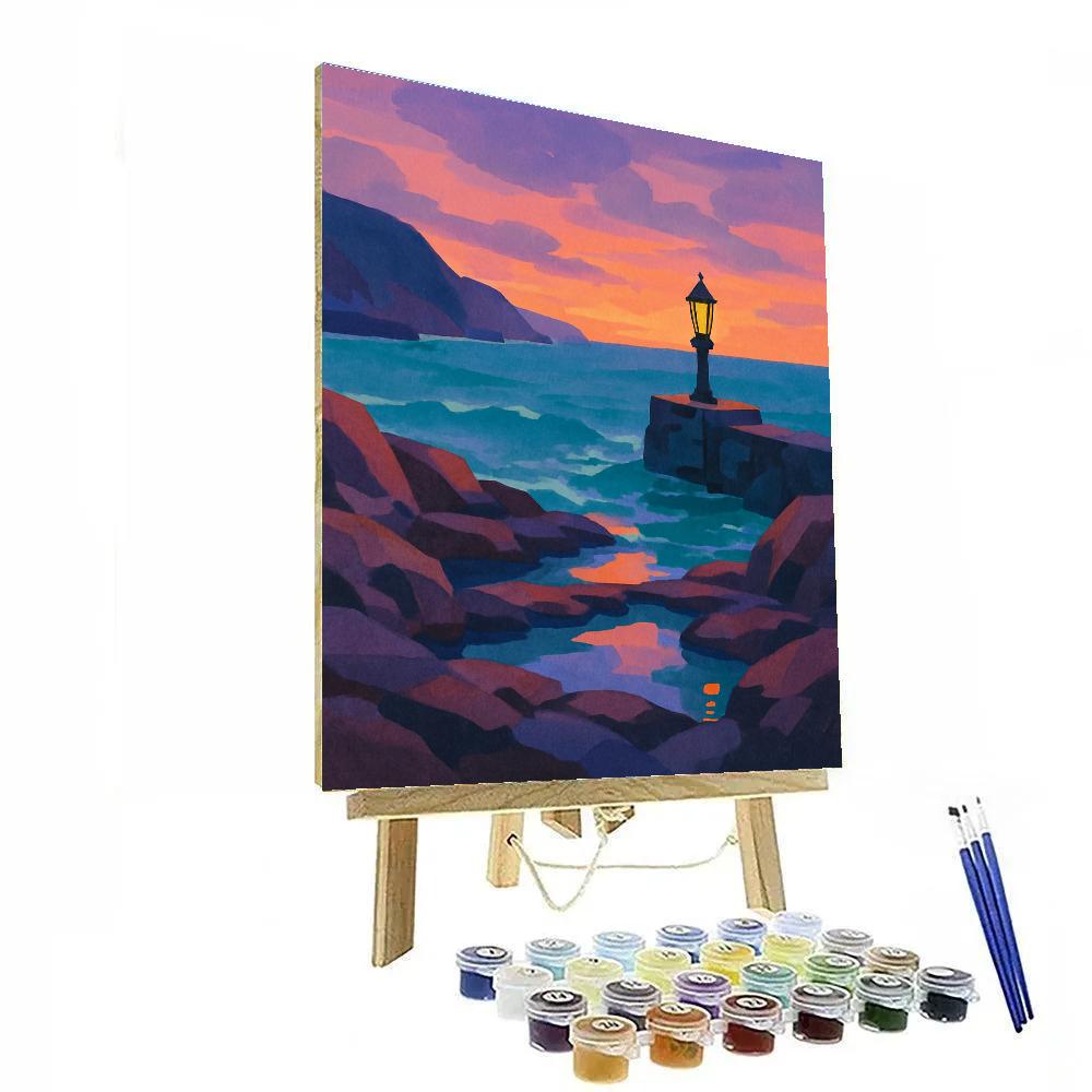 Coastal Lantern Dusk Number painting