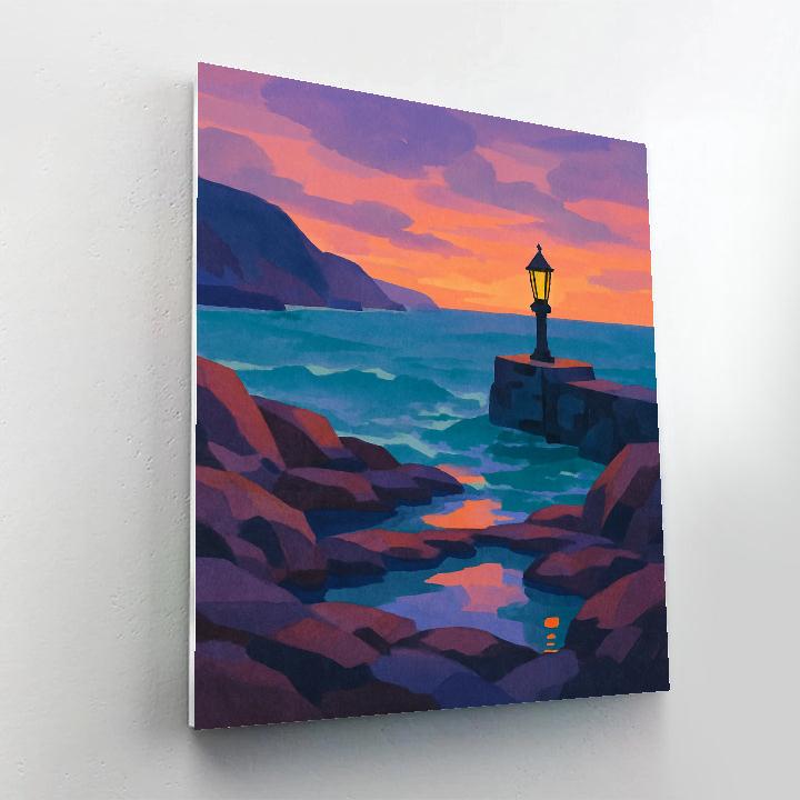 Coastal Lantern Dusk Number painting
