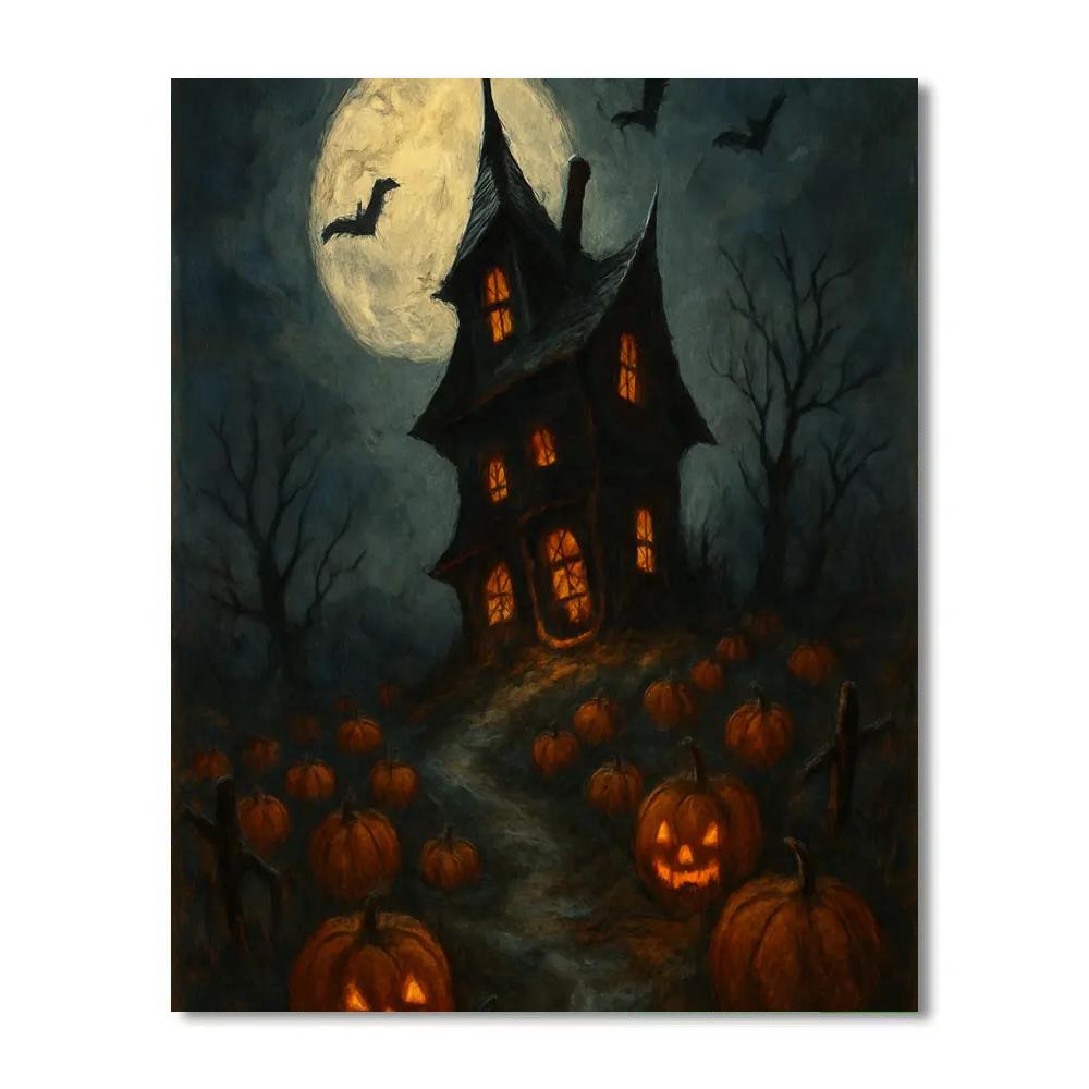 Moonlit Pumpkin Ridge Painting by numbers kit