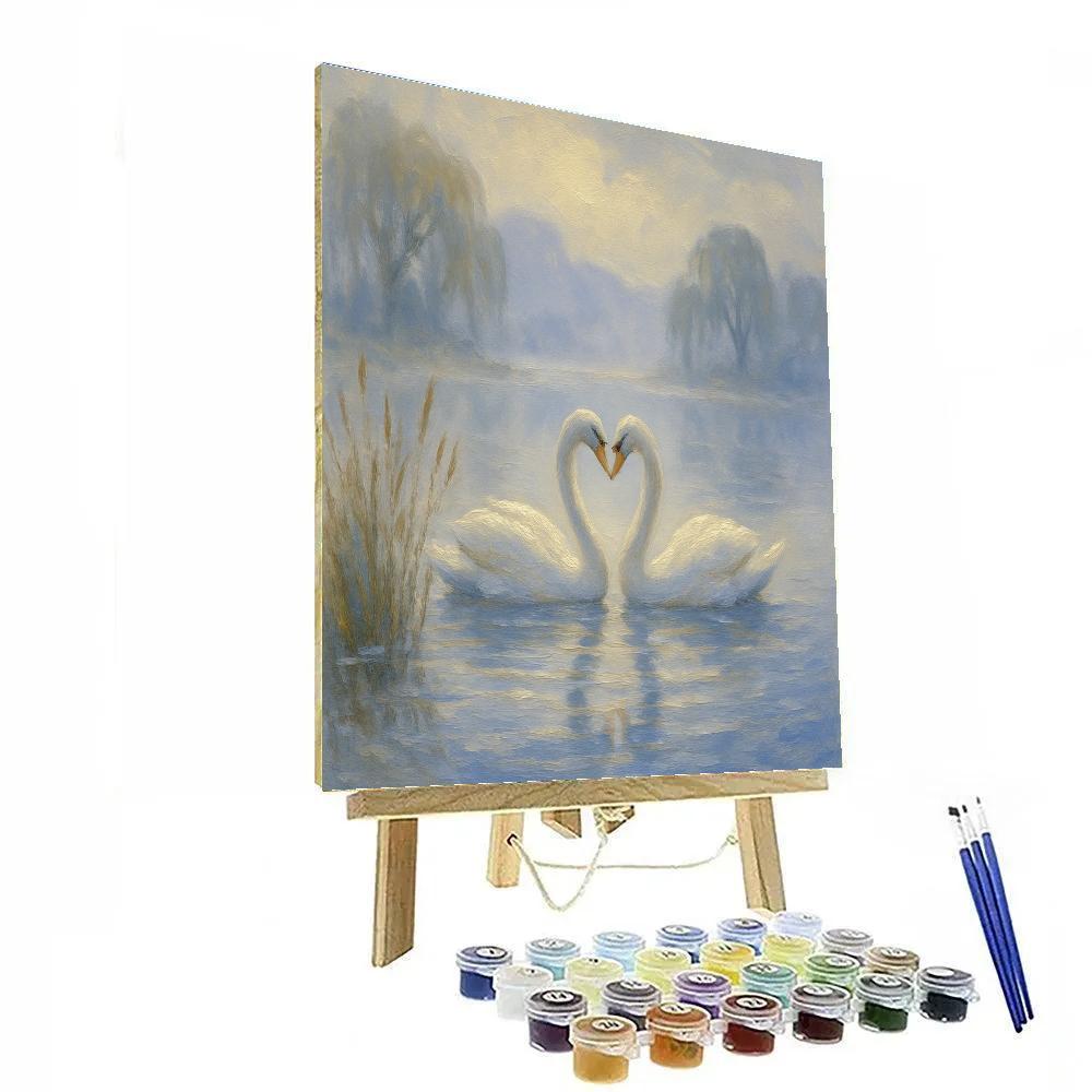 Mist Over The Swan Lake paint by color