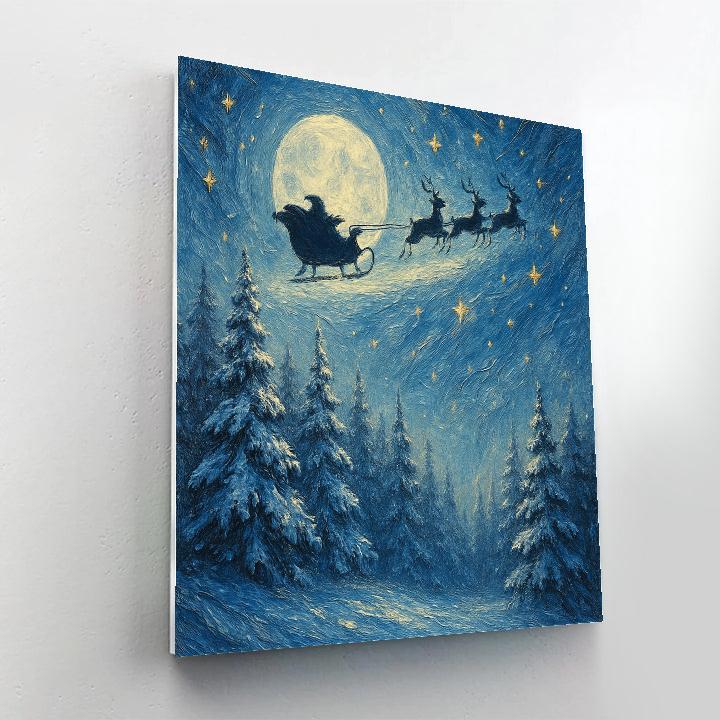 Midnight Sleigh Over Pine Ridge paint by color