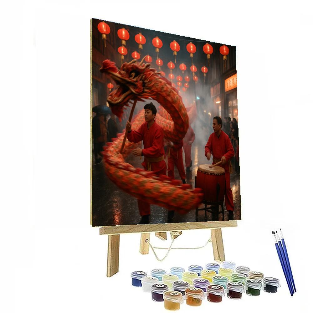 Lunar New Year Dragon Dance Street Number painting