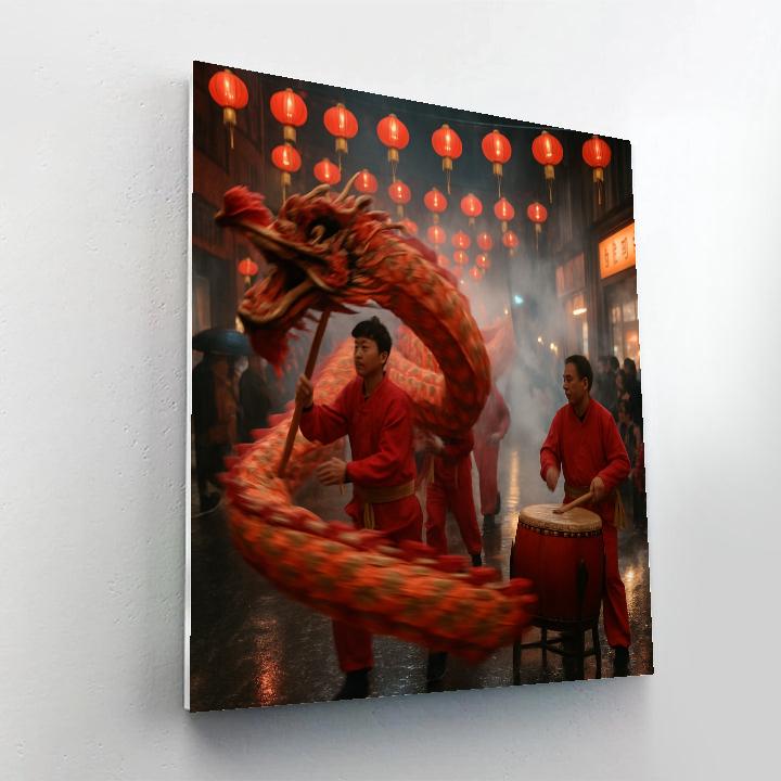Lunar New Year Dragon Dance Street Number painting
