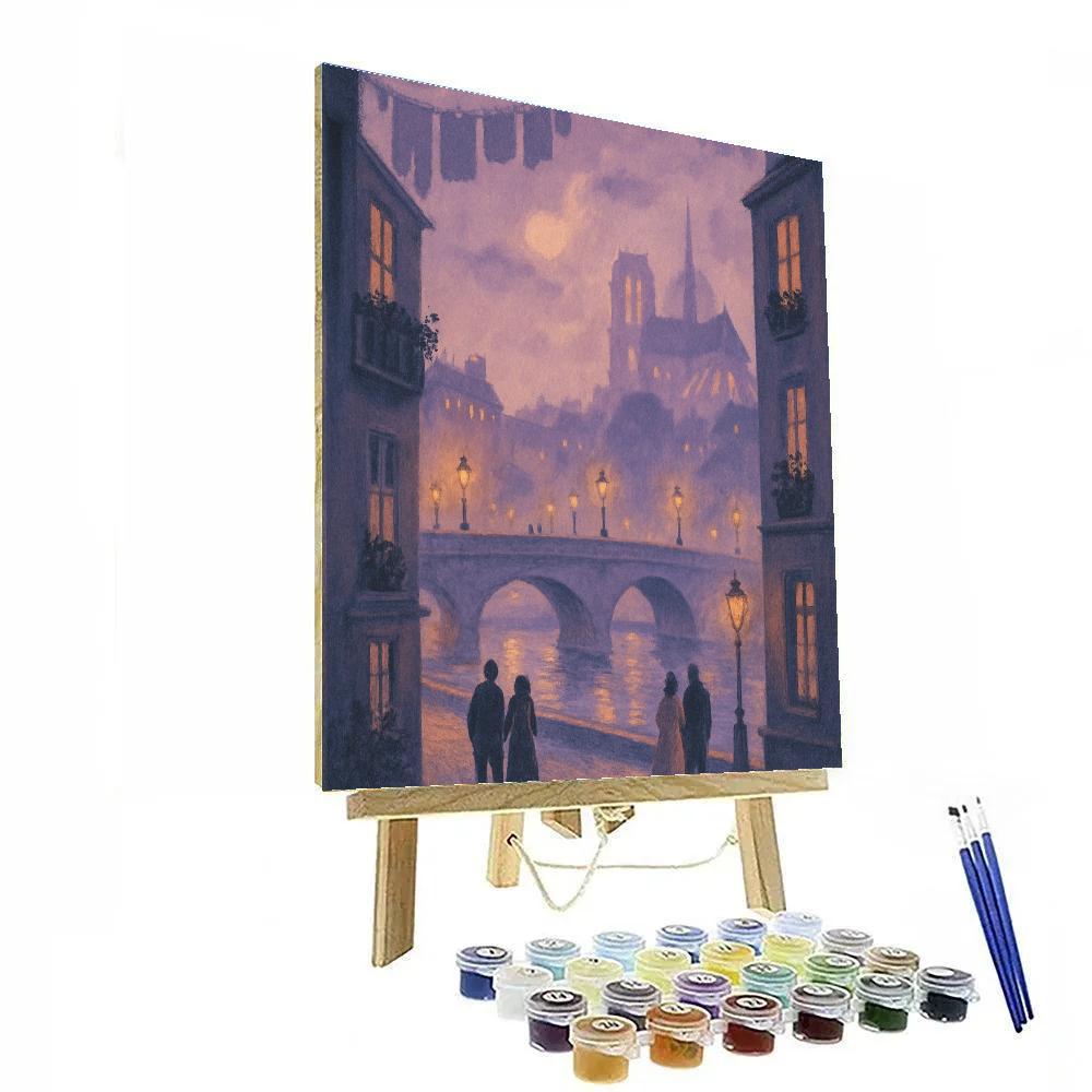 Midnight Bridge Window Glow Paint by numbers art