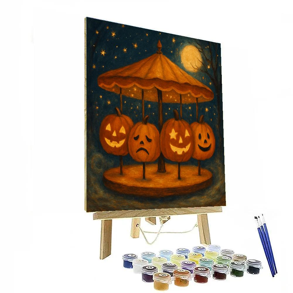 Starlit Pumpkin Carousel painting number kit