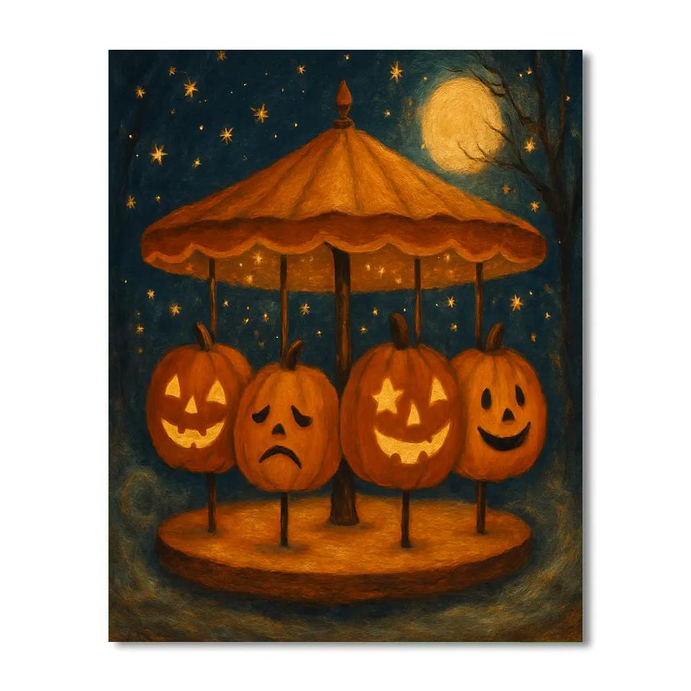 Starlit Pumpkin Carousel painting number kit