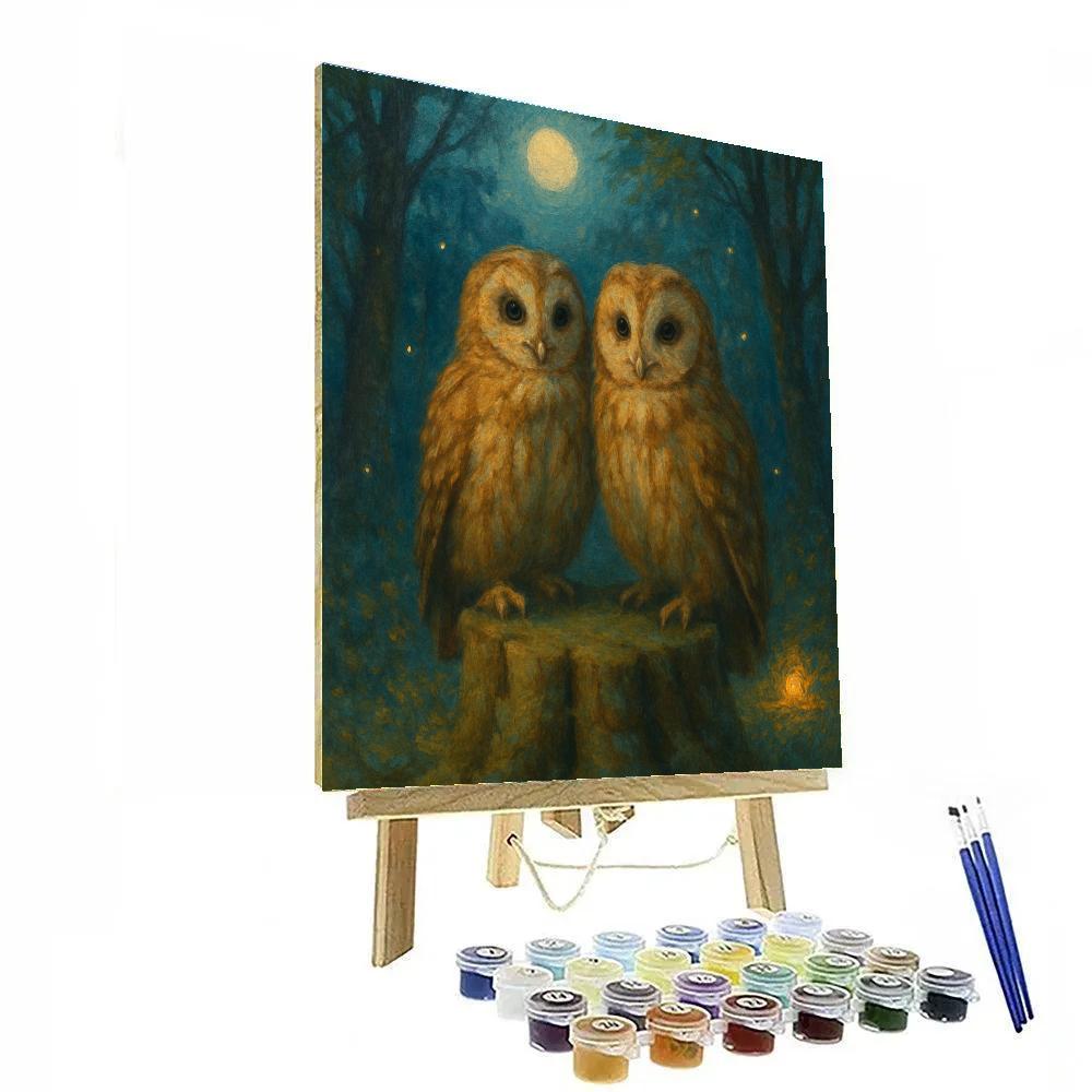Owls In The Lantern Clearing DIY paint by numbers