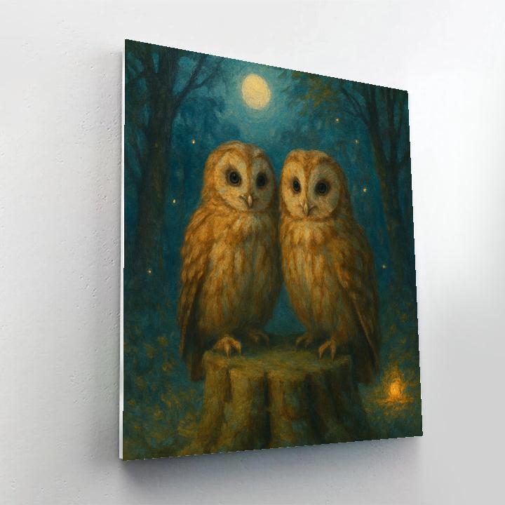 Owls In The Lantern Clearing DIY paint by numbers