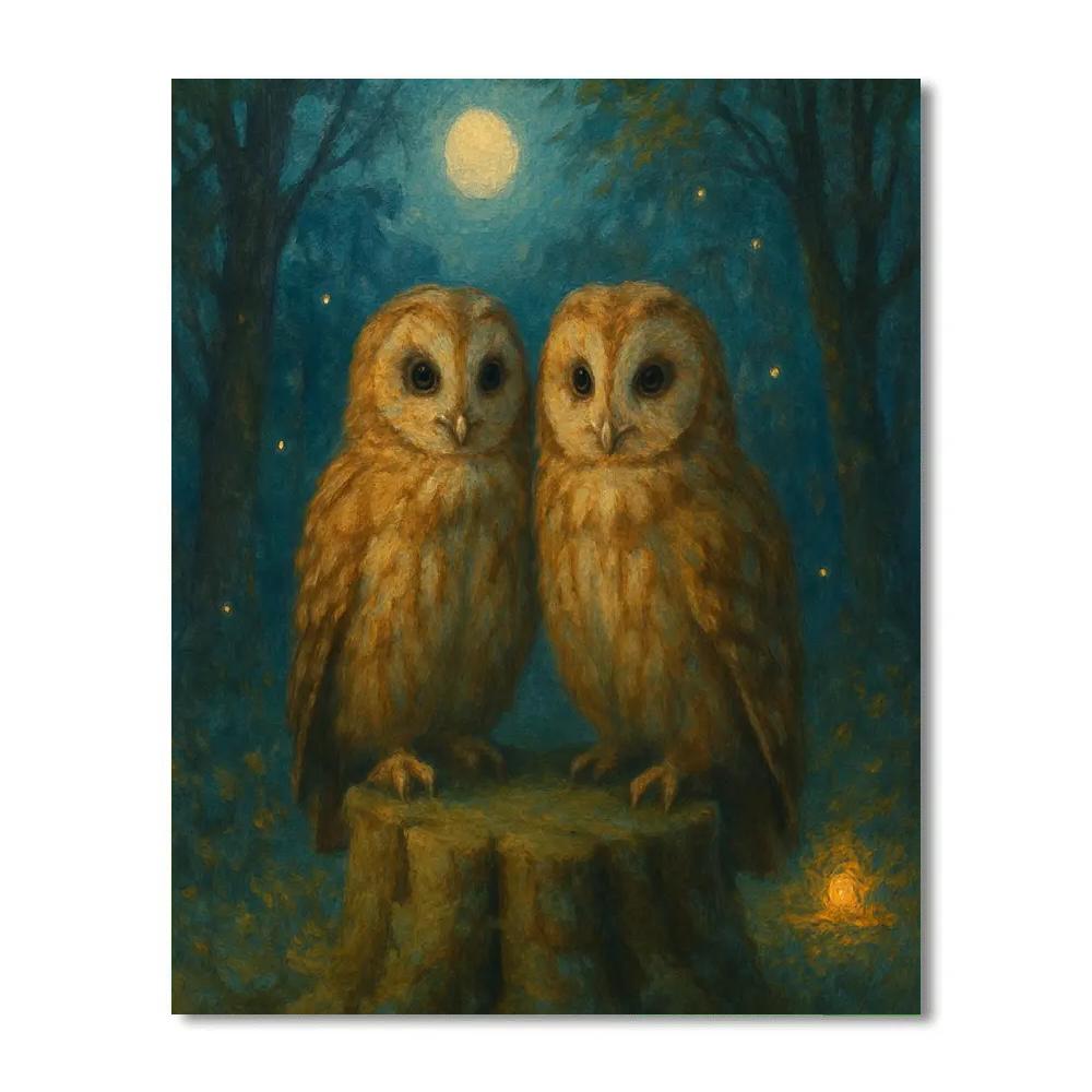Owls In The Lantern Clearing DIY paint by numbers