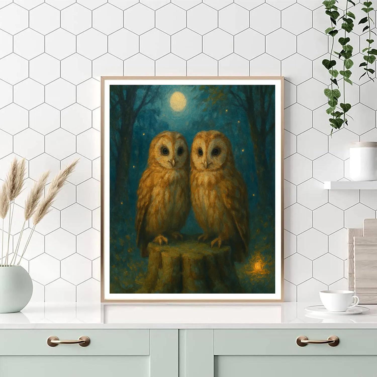 Owls In The Lantern Clearing DIY paint by numbers