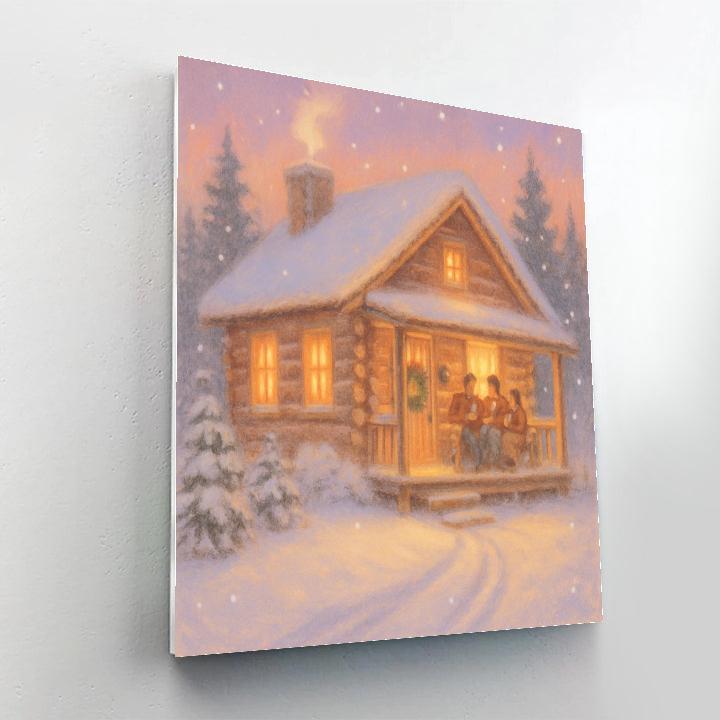 Cozy Cabin Cocoa Night Number painting