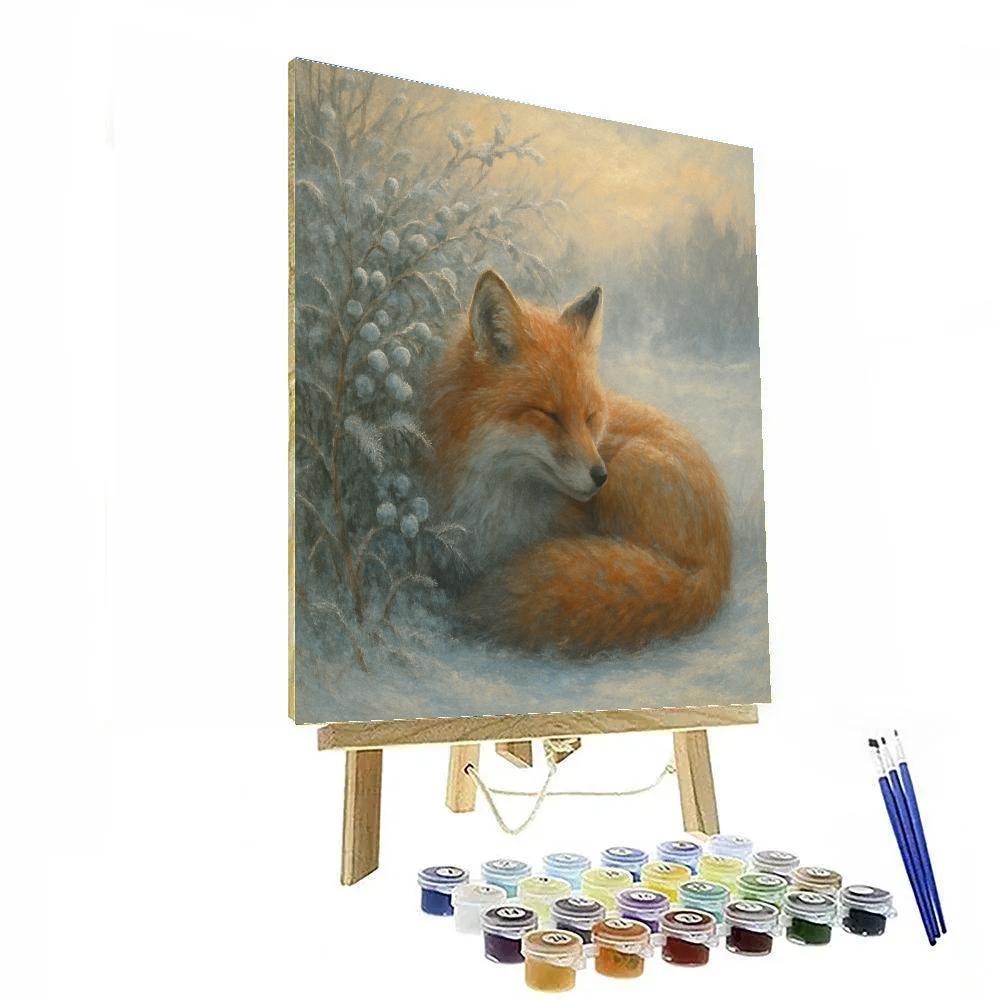 Fox Among Frosted Berries painting number kit