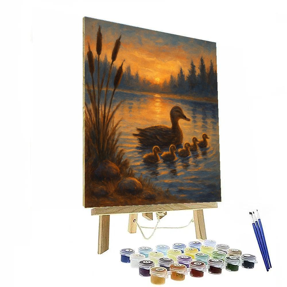 Ducks At Twilight Pond paint by numbers