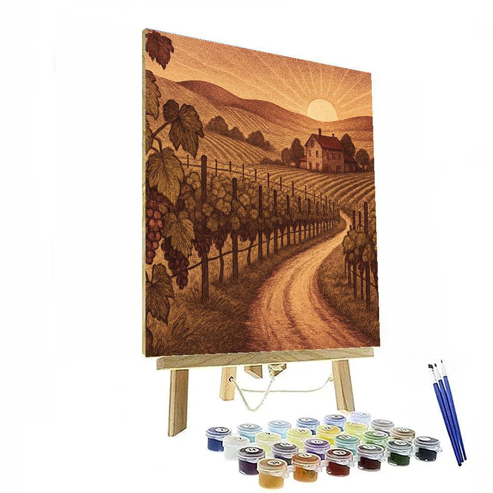 Sunset Vineyard Path Number painting
