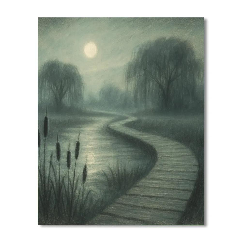 Moonlit Marsh Pathway DIY paint by numbers