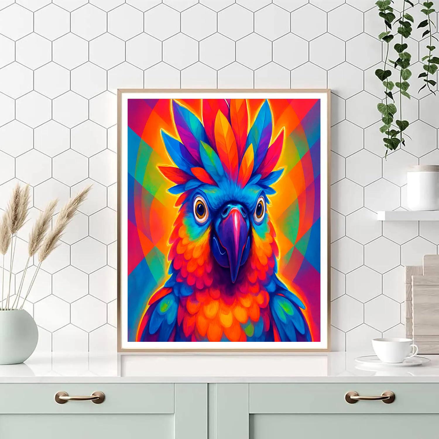 Prismatic Parrot Crest DIY paint by numbers