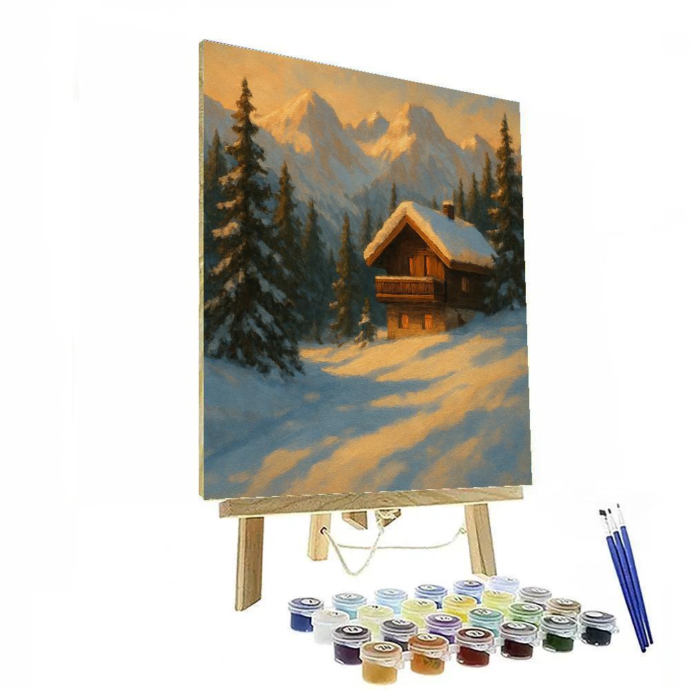 Highland Chalet At Golden Hour Paint by numbers art