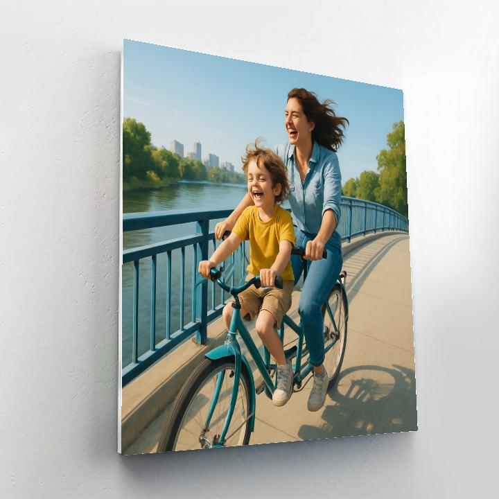 Bike Ride Over River Bridge Number painting