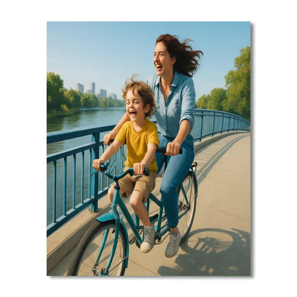 Bike Ride Over River Bridge Number painting