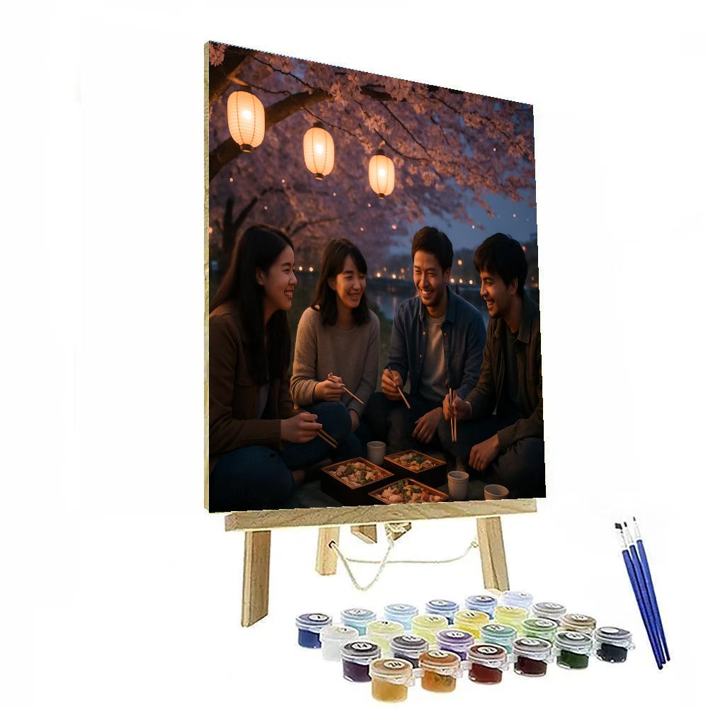 Hanami Evening Picnic paint by numbers