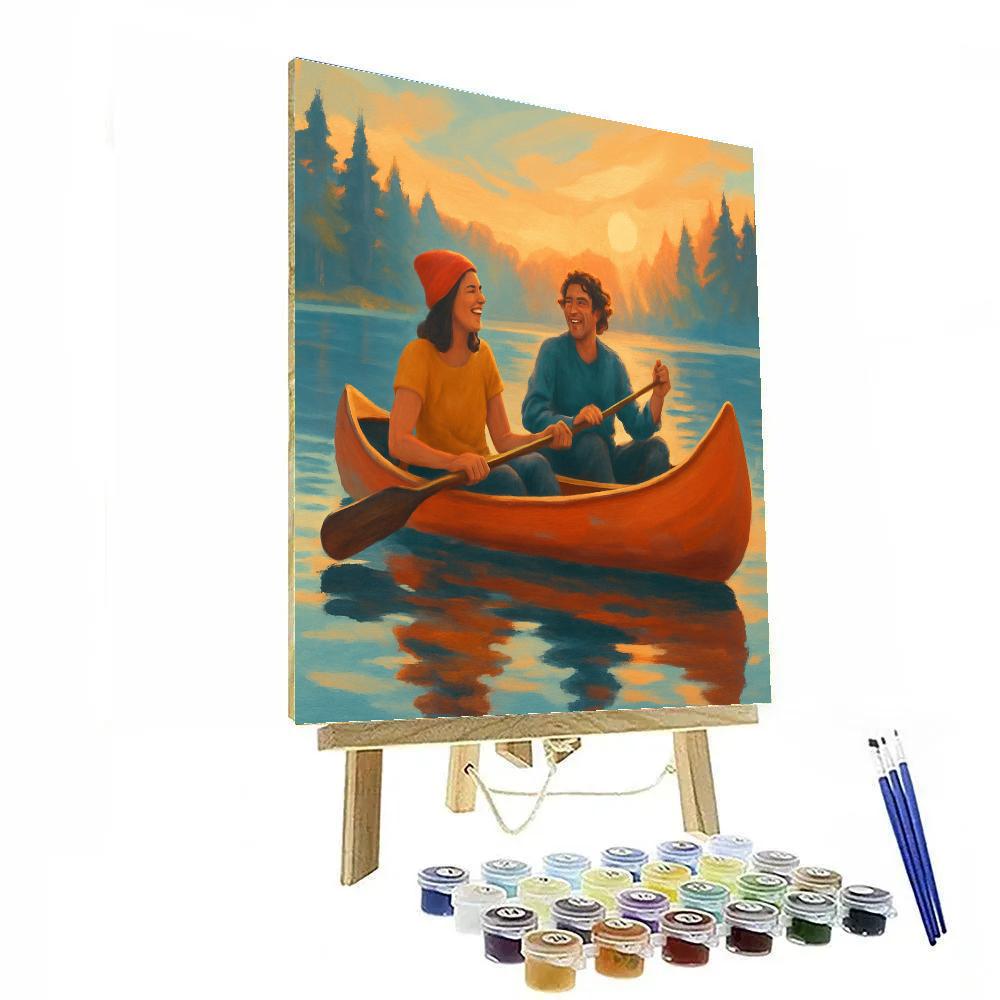Golden Hour Canoe Duo Painting by numbers kit
