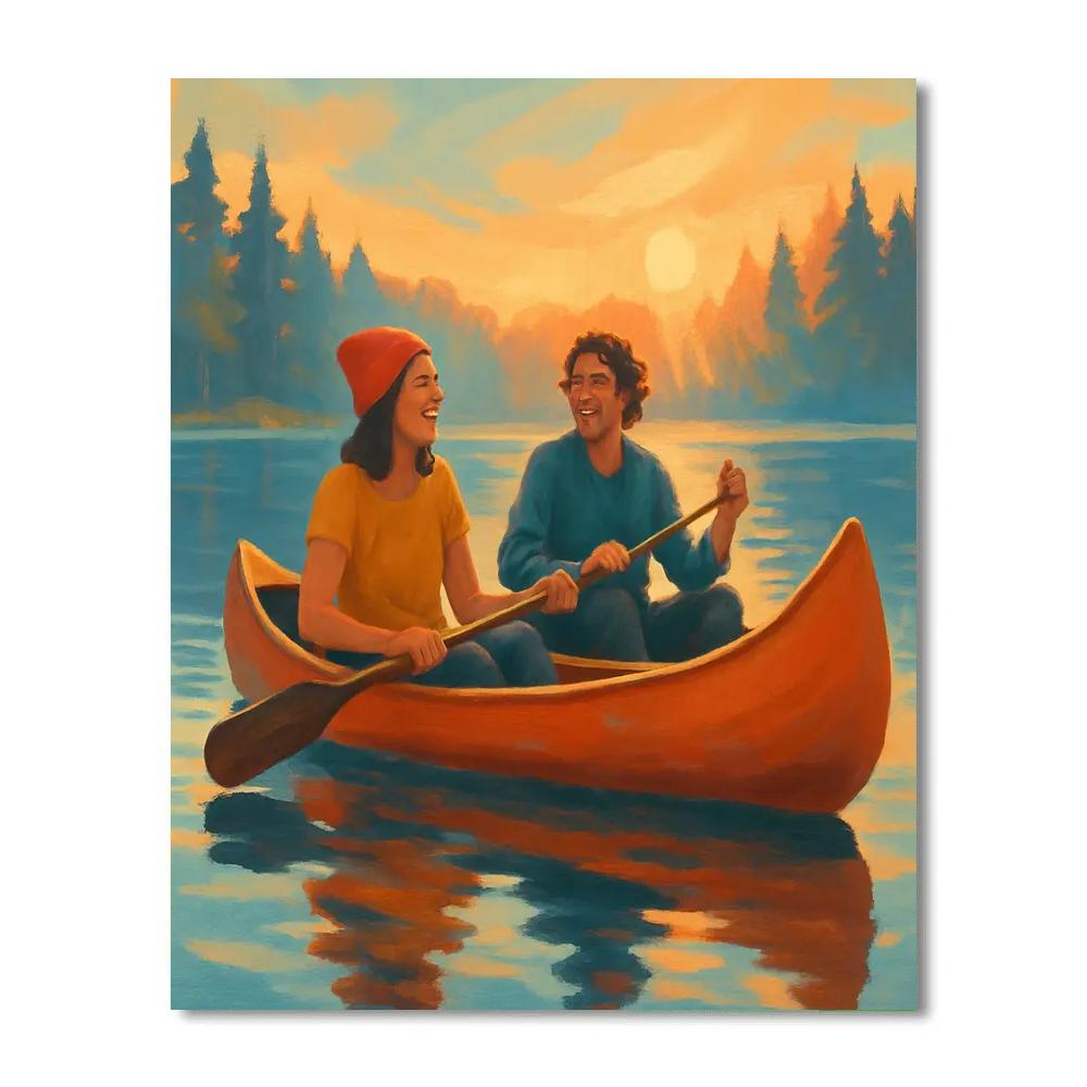 Golden Hour Canoe Duo Painting by numbers kit