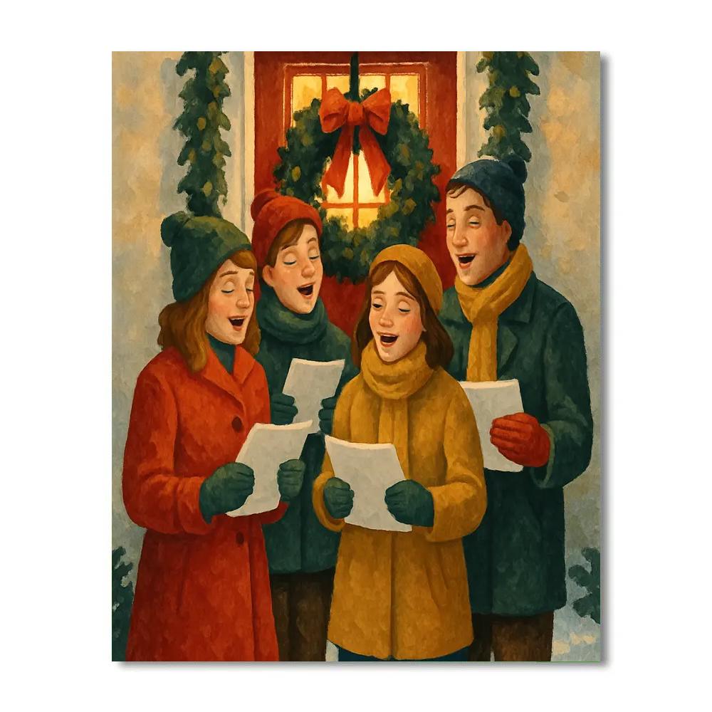 Caroling At The Door paint by number