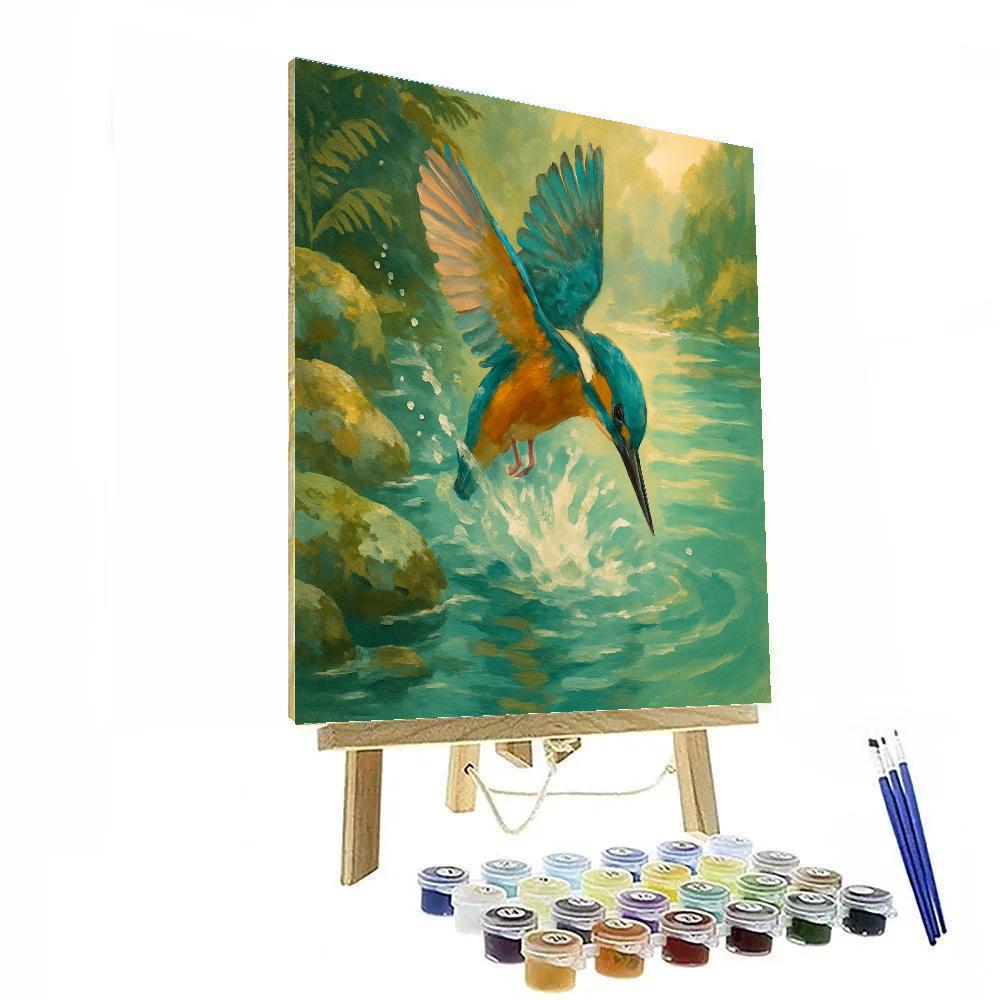Kingfisher Splash Over River Rock paint by color