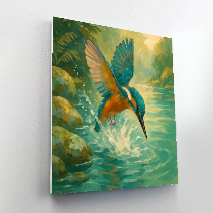 Kingfisher Splash Over River Rock paint by color