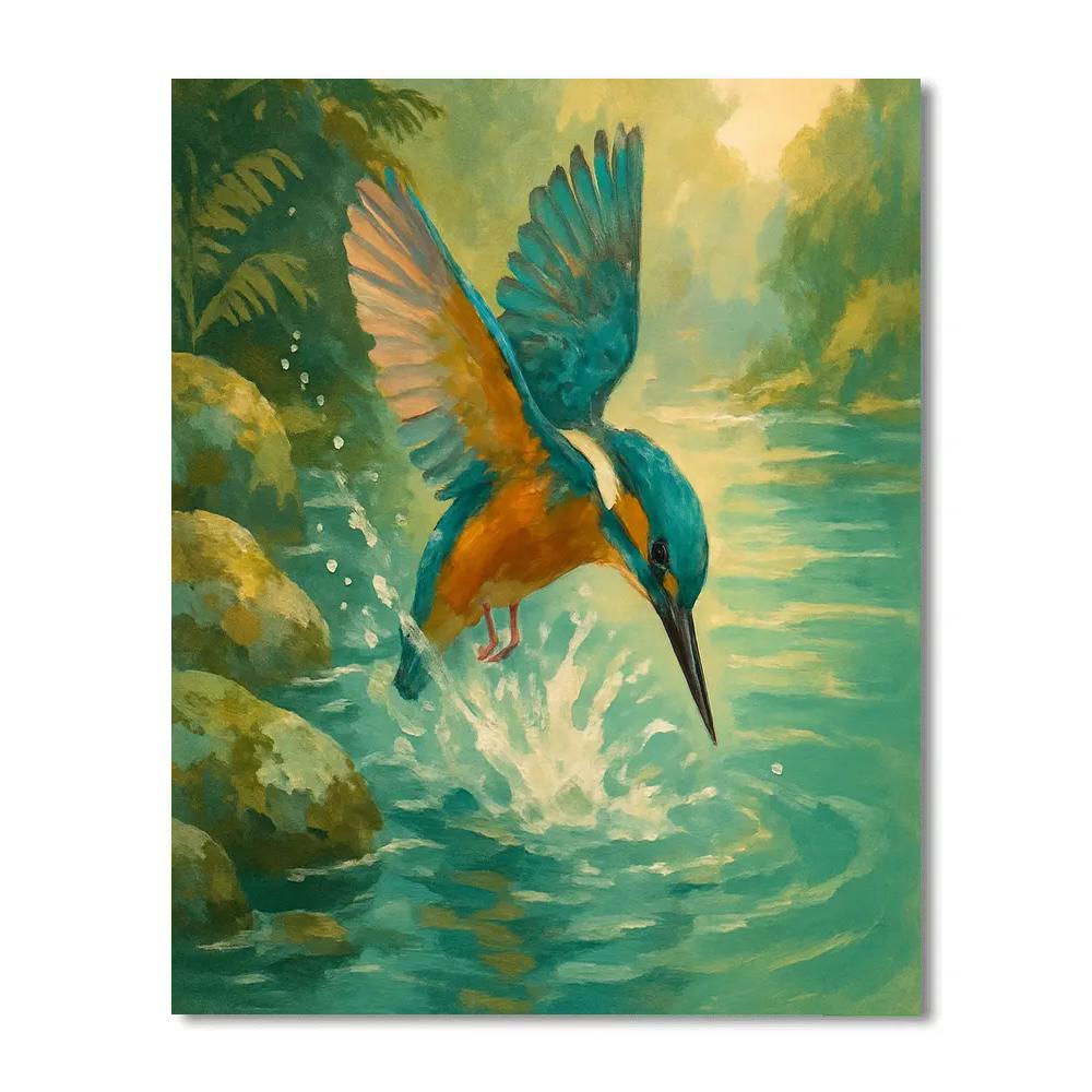 Kingfisher Splash Over River Rock paint by color