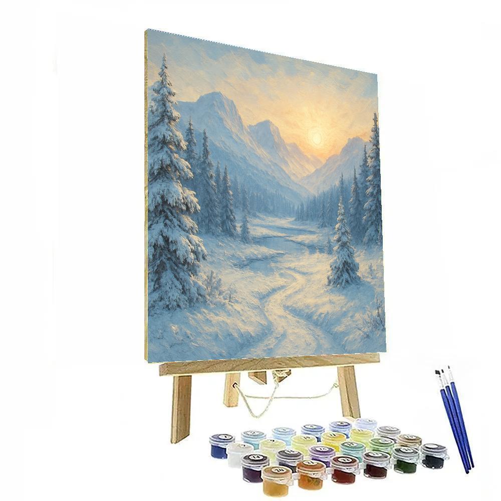 Frosted Pine Sunrise DIY paint by numbers