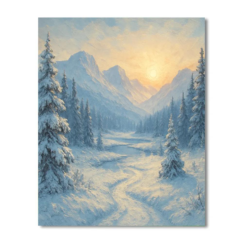 Frosted Pine Sunrise DIY paint by numbers