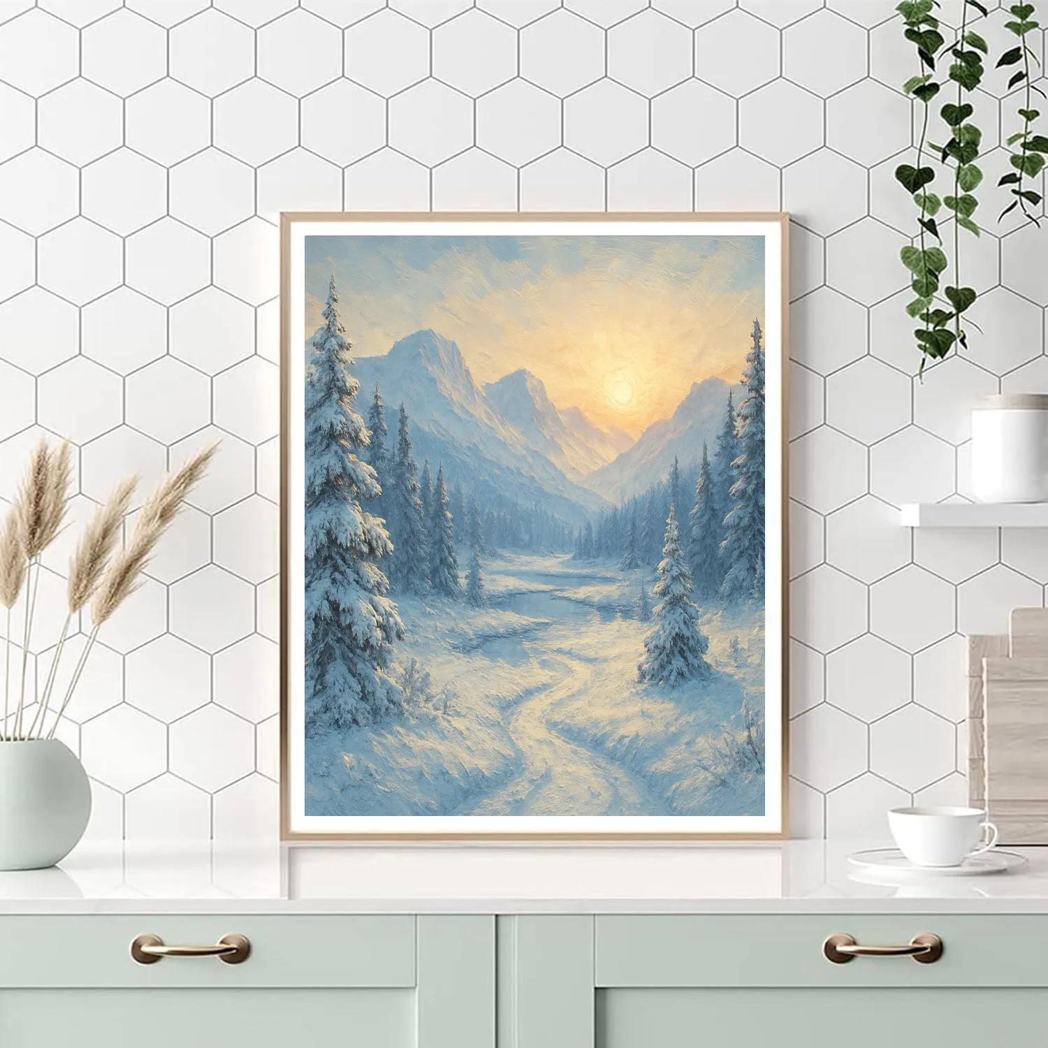 Frosted Pine Sunrise DIY paint by numbers