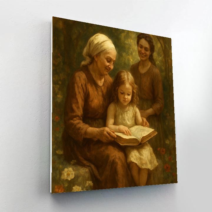 Grandmother And Grandchild Garden Story Number painting