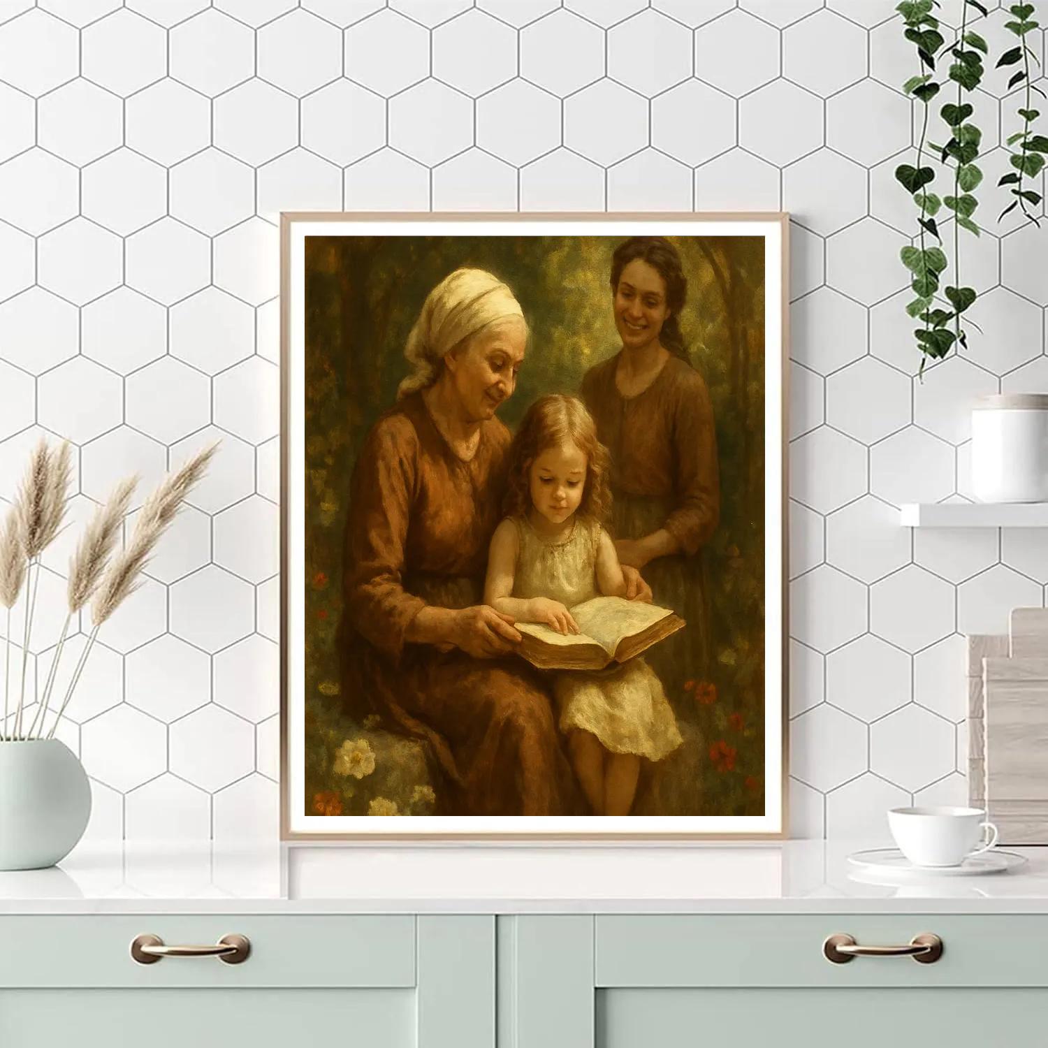 Grandmother And Grandchild Garden Story Number painting