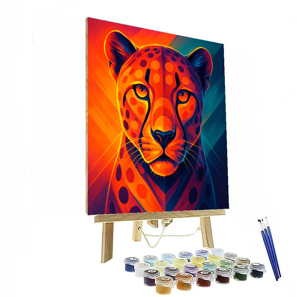 Sunset Cheetah Kaleido Number painting