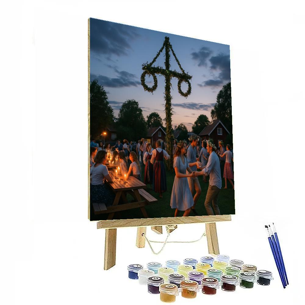 Midsummer Swedish Bonfire Numbered painting kits