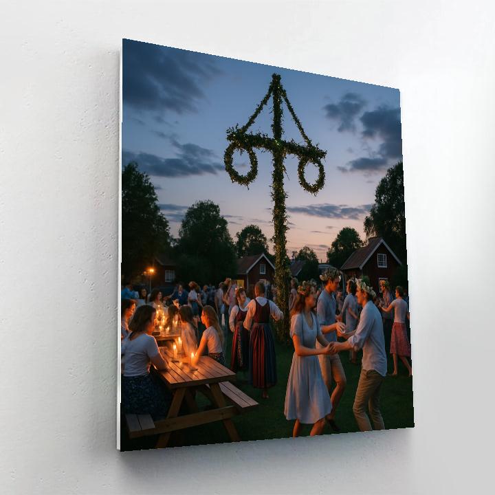 Midsummer Swedish Bonfire Numbered painting kits