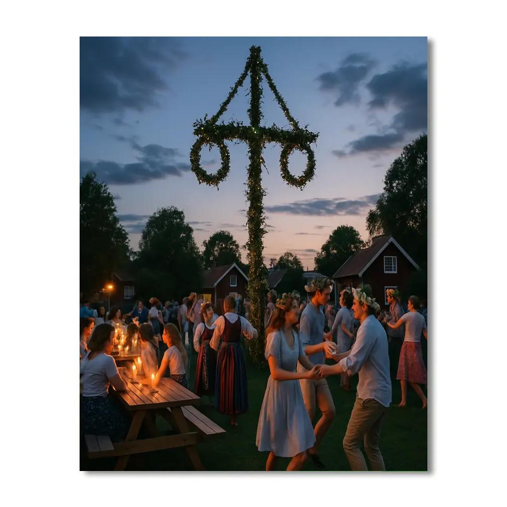 Midsummer Swedish Bonfire Numbered painting kits