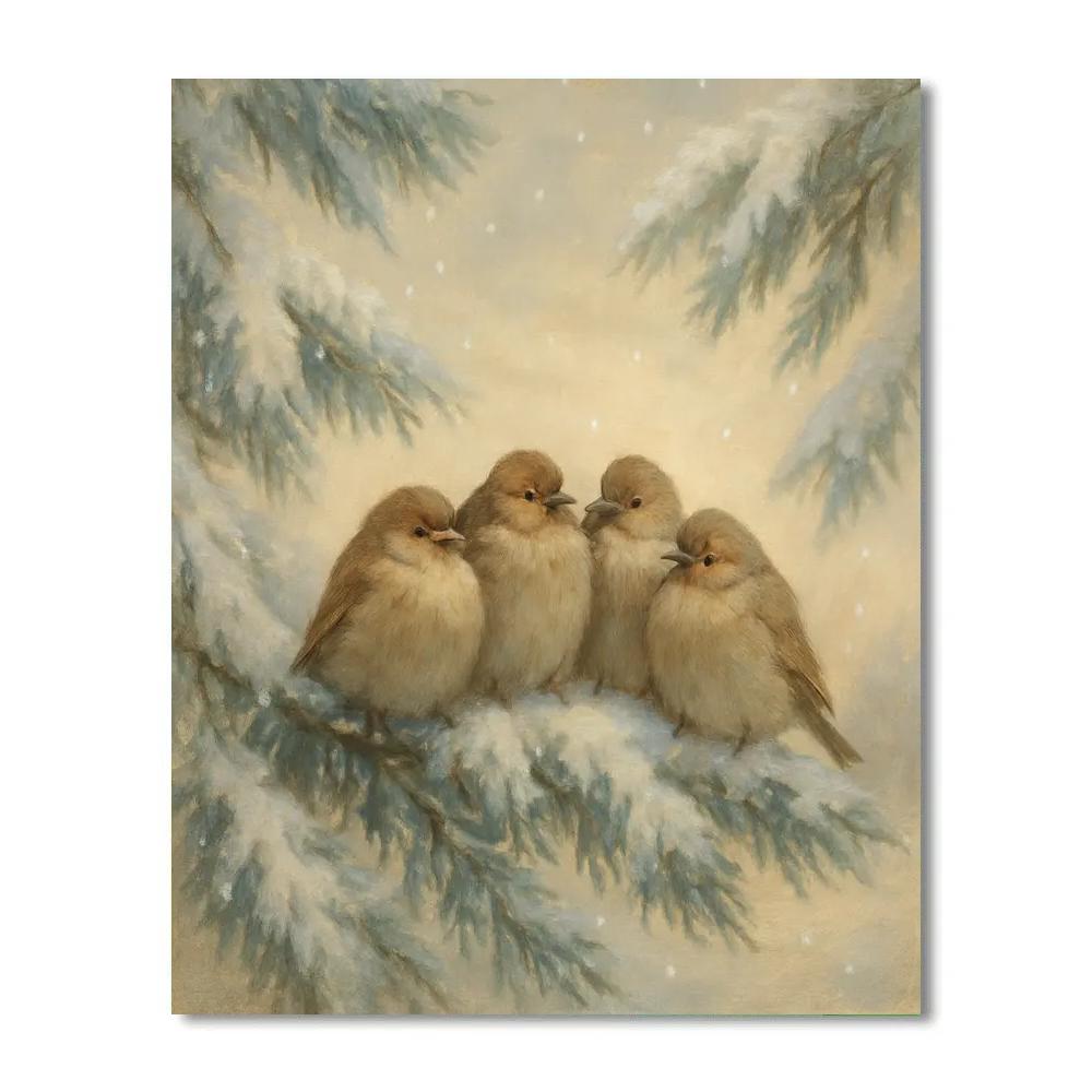 Snow Song Of Little Finches Paint by numbers kits