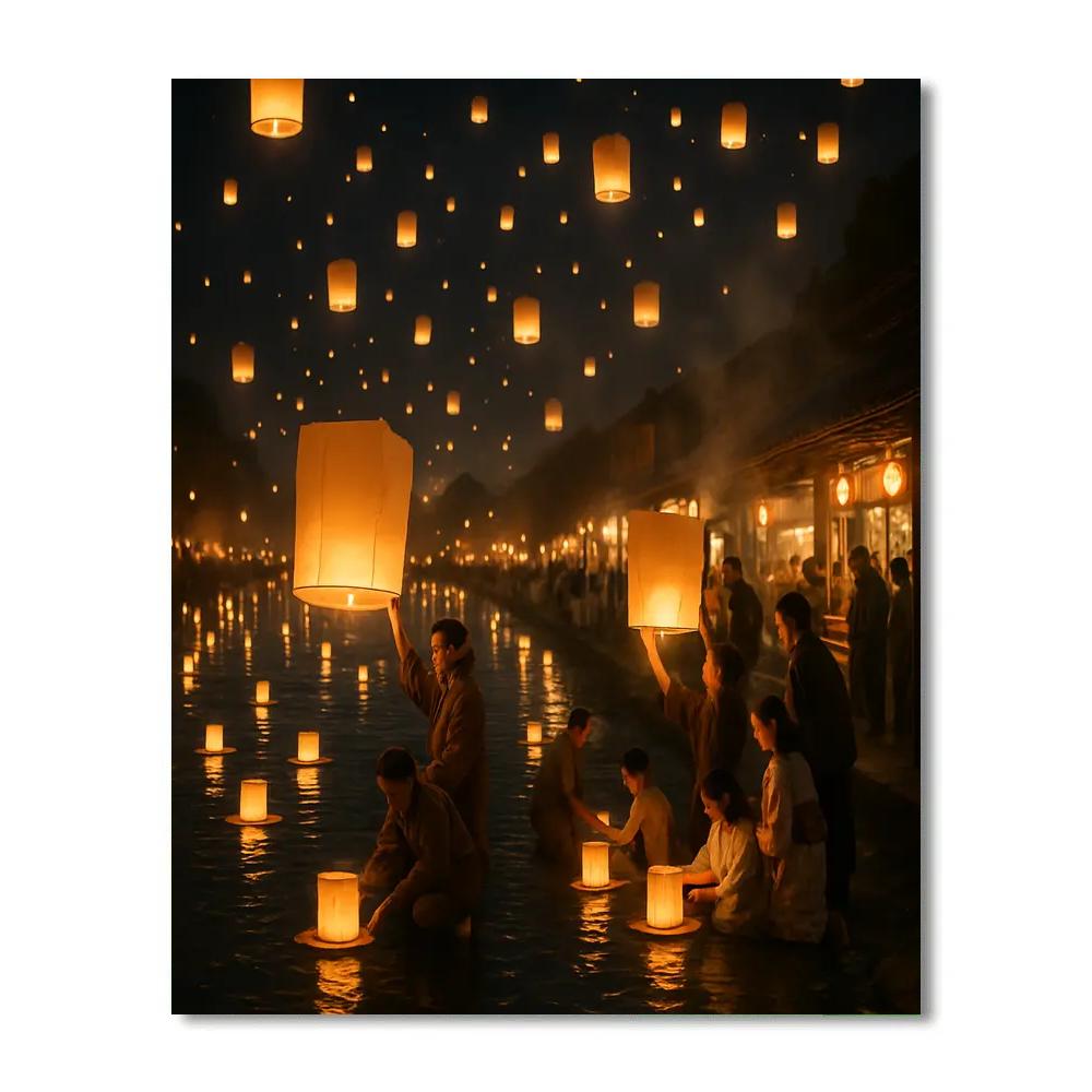 Chinese Lantern Festival River Painting by numbers kit
