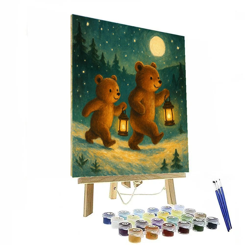Lantern Bears On A Hill paint by numbers