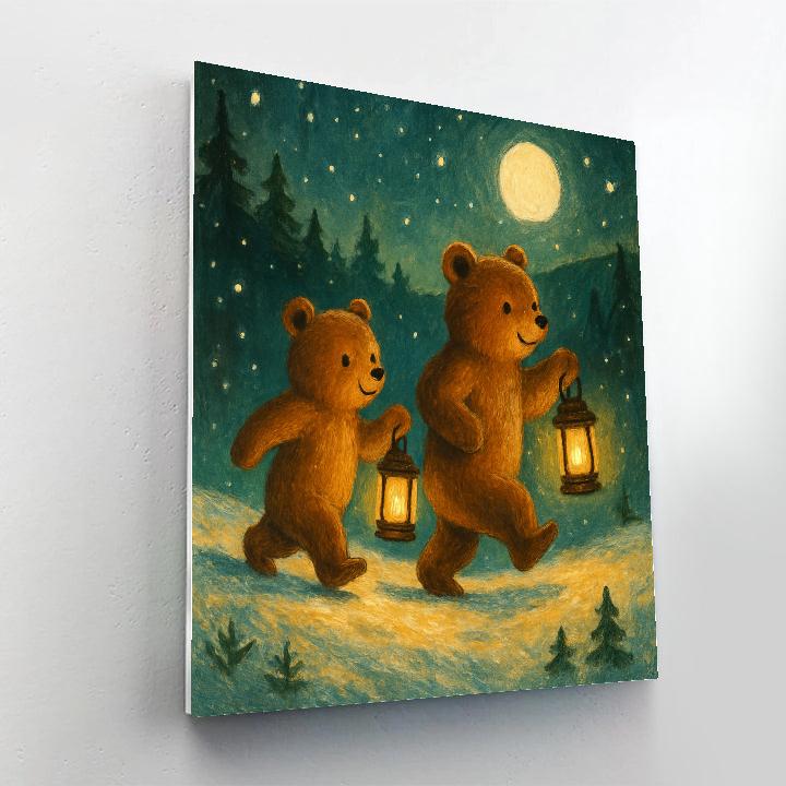 Lantern Bears On A Hill paint by numbers