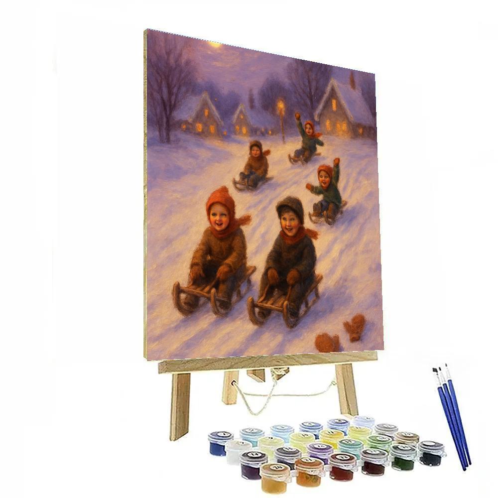 Moonlit Sledding Ribbon Painting by numbers kit