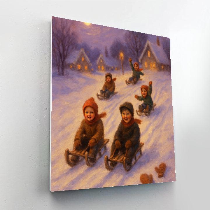 Moonlit Sledding Ribbon Painting by numbers kit